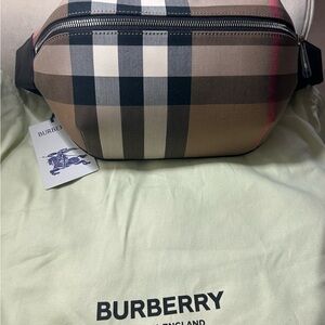 Burberry Beige and Black Check Belt Bag